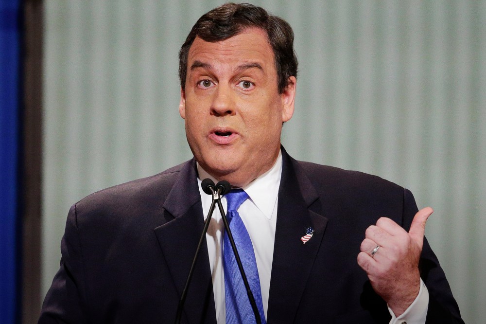 Republican presidential candidate, New Jersey Gov. Chris Christie speaks during the sixth Republican presidential debate at the North Charleston Coliseum, Jan. 14, 2016, in North Charleston, S.C. (Photo by Chuck Burton/AP)