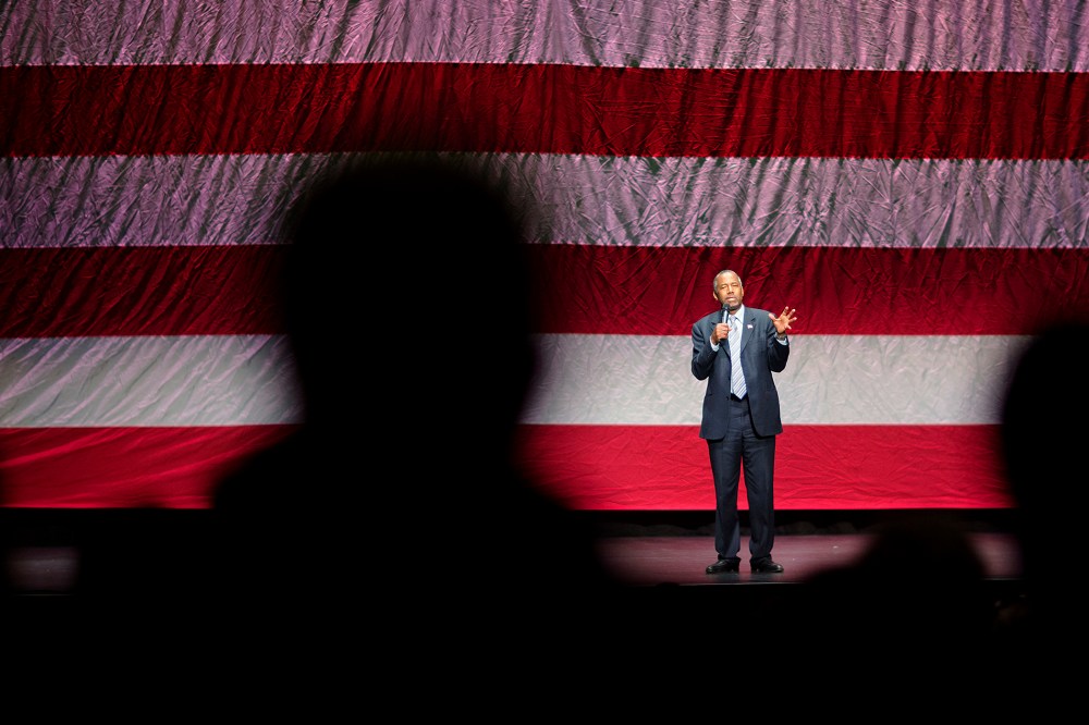 Republican presidential candidate Dr. Ben Carson speaks during a campaign event at Cobb Energy Center, Dec. 8, 2015, in Atlanta. (Photo by David Goldman/AP)