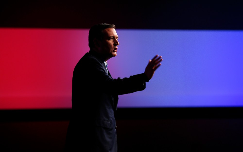 Republican presidential candidate, Sen. Ted Cruz, R-Texas, speaks at a "Rally for Religious Liberty", Aug. 21, 2015, in Des Moines, Ia. (Photo by Paul Sancya/AP)