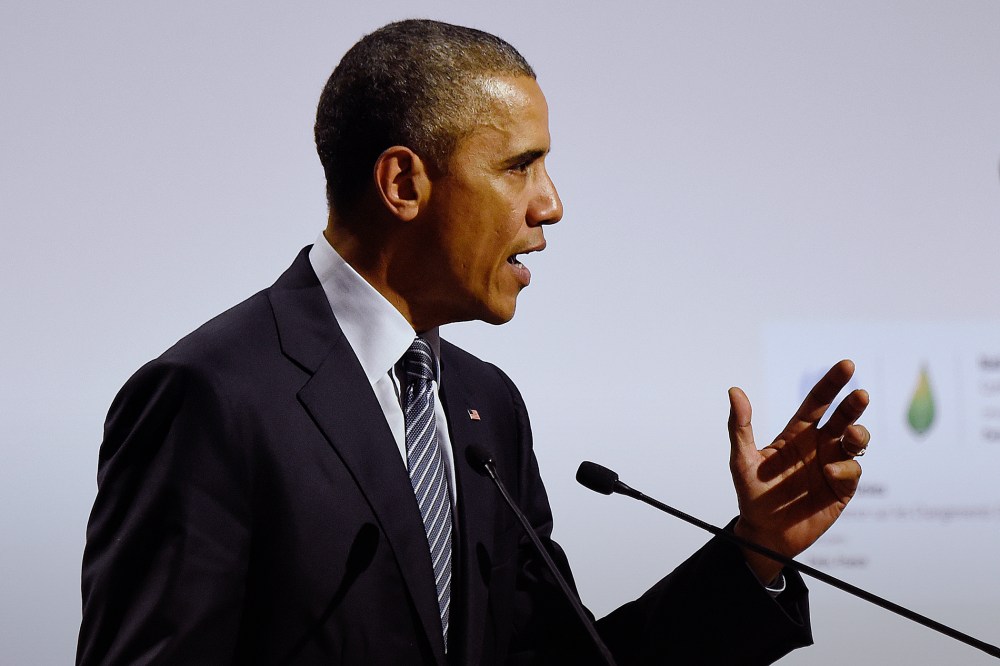 U.S. President Barack Obama delivers a speech at the COP21, United Nations Climate Change Conference, in Le Bourget, outside Paris, Nov. 30, 2015. (Photo by Eric Feferberg/Pool/AP)