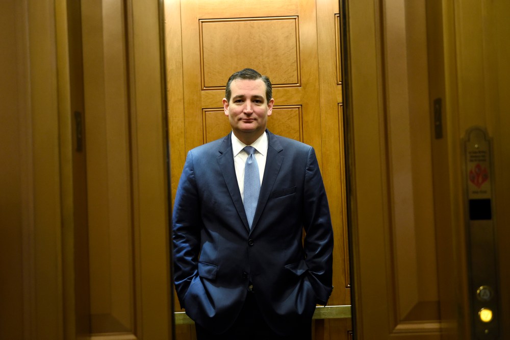 Republican presidential candidate, Sen. Ted Cruz, R-Texas, gets on an elevator on Capitol Hill in Washington, D.C., June 4, 2015. (Photo by Susan Walsh/AP)