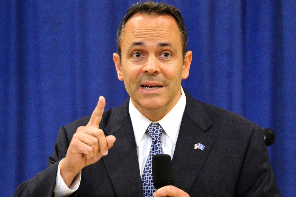 Kentucky Governor-elect Matt Bevin responds to a question during a press conference in the Kentucky State Capitol Rotunda, Nov. 6, 2015, in Frankfort, Ky. (Photo by Timothy D. Easley/AP)