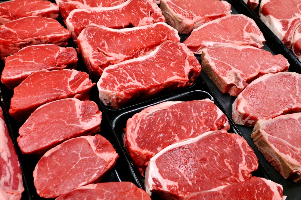 In this Jan. 18, 2010 file photo, steaks and other beef products are displayed for sale at a grocery store in McLean, Va. (Photo by J. Scott Applewhite/File/AP)