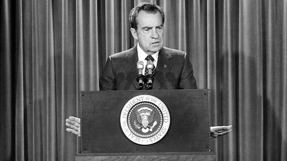 In this Jan. 31, 1973, file photo, President Richard Nixon speaks at a White House news conference in Washington, D.C. (Photo by AP)
