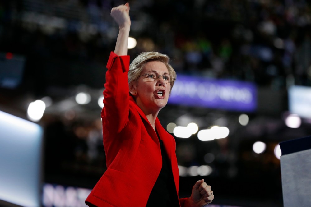 Sen. Elizabeth Warren, D-Mass., speaks during the first day of the Democratic National Convention in Philadelphia, July 25, 2016. (Photo by Carolyn Kaster/AP)