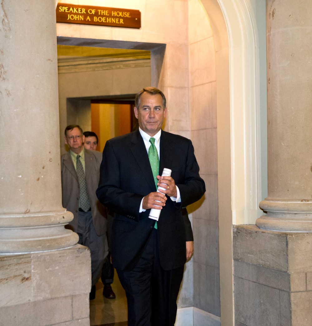House Speaker John Boehner is fighting like mad for a bill that can't possibly become law.   (AP Photo/J. Scott Applewhite)