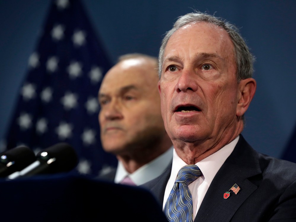 New York Mayor Michael Bloomberg, right, accompanied by Police Commissioner Raymond Kelly, addresses a news conference in the Blue Room of New York's City Hall,  Tuesday, April 16, 2013. Bloomberg says the city would keep up security on landmarks and...