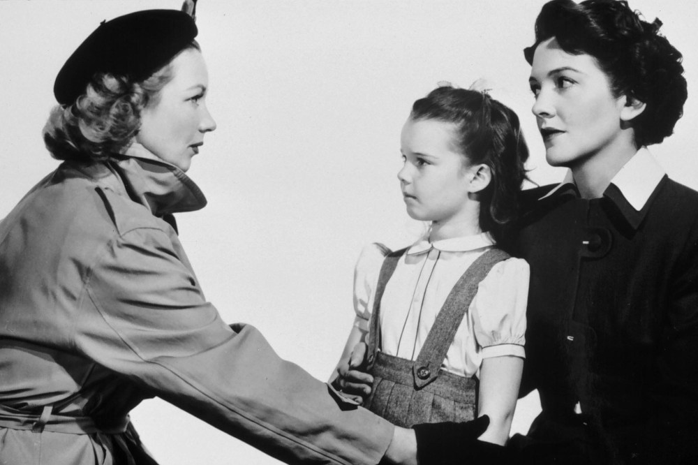 In this photo from the filming of Shadow on the Wall (1950), Gigi Perreau (center) acts in a scene with Ann Sothern (left) and Nancy Davis (right). (Photo by AF Archive/Alamy)