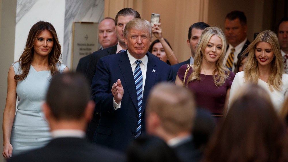 Republican presidential candidate Donald Trump arrives for a ribbon cutting ceremony during the grand opening of the Trump International Hotel- Old Post Office, Oct. 26, 2016, in Washington, D.C. (Photo by Evan Vucci/AP)