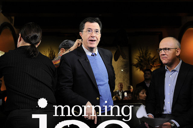 Stephen Colbert makes his entrance at the Mills House