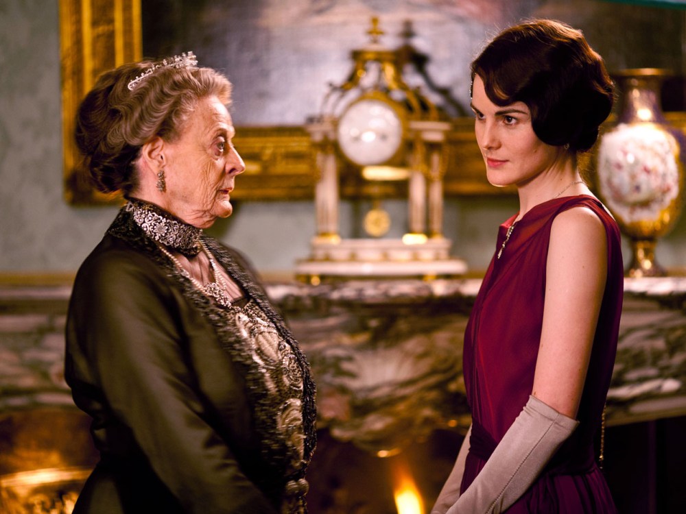 File Photo handout: From left to right: Dame Maggie Smith as Violet, Dowager Countess of Grantham and Michelle Dockery as Lady Mary in Downton Abbey series 3. (Photo courtesy of Carnival Films)