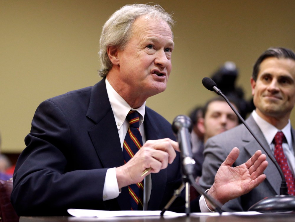 Rhode Island Gov. Lincoln Chafee testifies in support of same-sex marriage before the House Judiciary Committee, at the Statehouse, in Providence, R.I., Tuesday, Jan. 15, 2013. R.I. House Speaker Gordon Fox has called a vote on gay marriage legislation...
