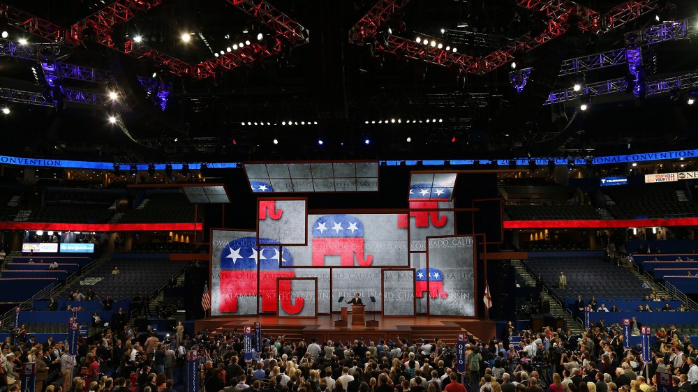 RNC Chairman Reince Priebus bangs the gavel to start the Republican National Convention at the Tampa Bay Times Forum on Aug. 27, 2012 in Tampa, Fla. (Photo by Mark Wilson/Getty)