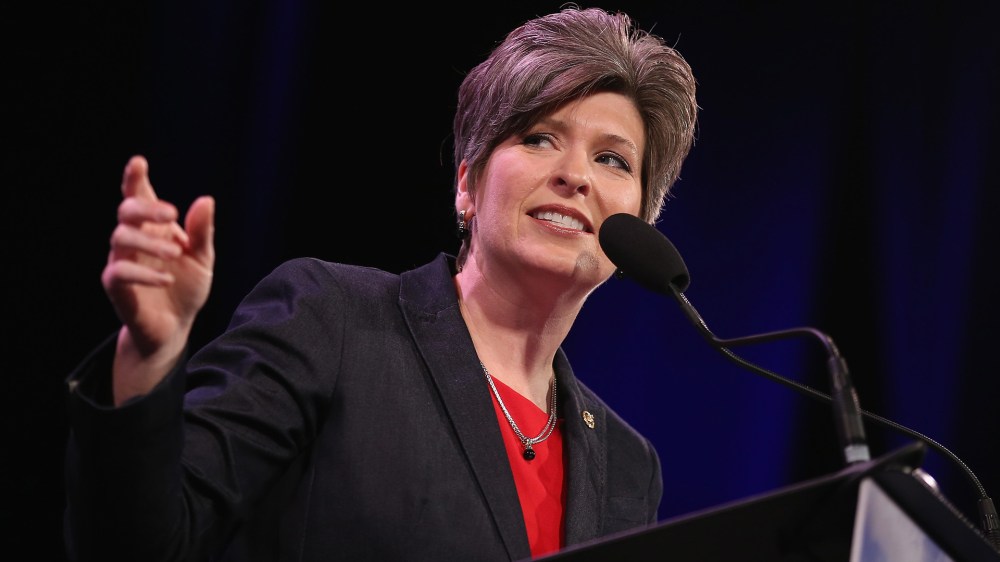 Sen. Joni Ernst (R-IA) speaks to guests at the Iowa Freedom Summit on Jan. 24, 2015 in Des Moines, Iowa. (Photo by Scott Olson/Getty)