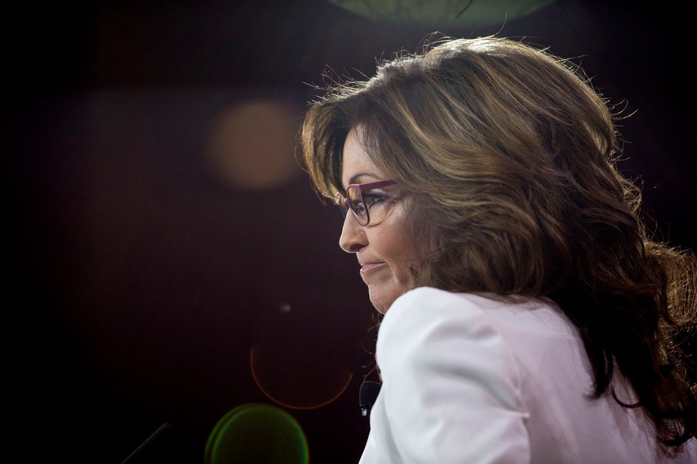 Sarah Palin, former governor of Alaska, pauses while speaking during the Conservative Political Action Conference (CPAC) in National Harbor, Md., U.S., Feb. 26, 2015. (Photo by Andrew Harrer/Bloomberg/Getty)