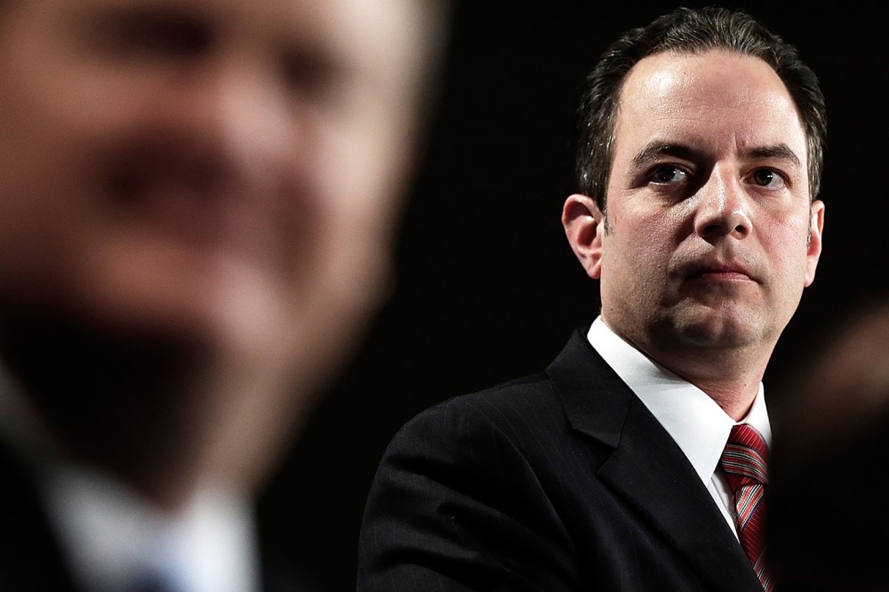 Republican National Committee Chairman Reince Priebus (C) speaks at the annual RNC winter meeting Jan. 24, 2014 in Washington, D.C. (Photo by Win McNamee/Getty)