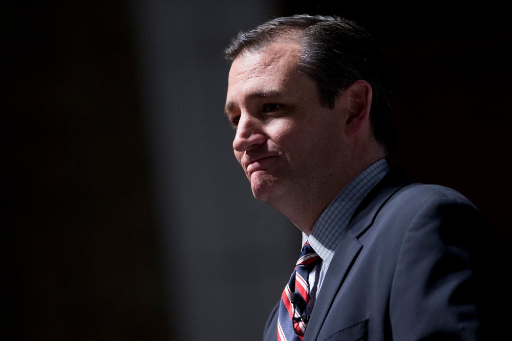 Senator Ted Cruz pauses while speaking during the South Carolina Freedom Summit in Greenville, S.C. on May 9, 2015. (Photo by Andrew Harrer/Bloomberg/Getty)