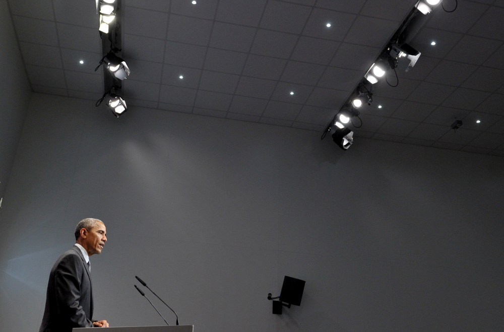 President Barack Obama speaks during a press conference at Elmau Castle near Garmisch-Partenkirchen, southern Germany, on June 8, 2015 at the end of a G7 summit. (Photo by Mandel Ngan/AFP/Getty)
