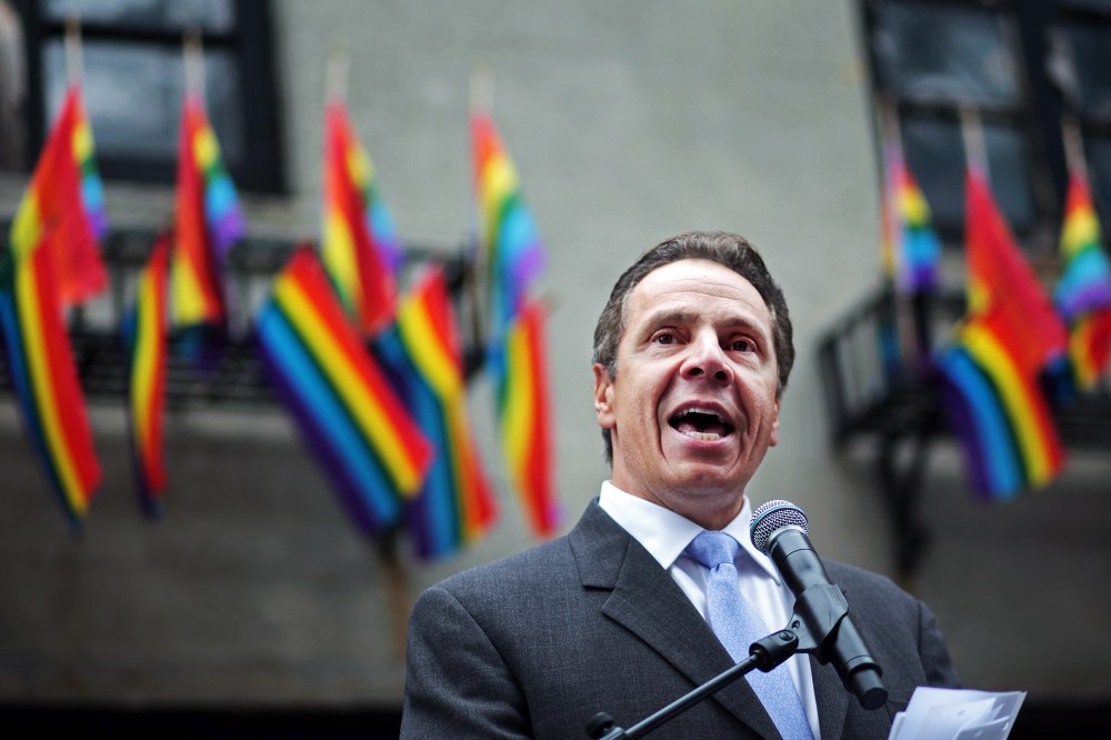 New York Governor Andrew Cuomo speaks before the Pride Parade on June 28, 2015 in New York City. (Photo by Yana Paskova/Getty)