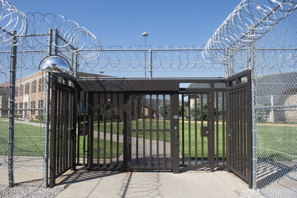 The entrance to El Reno Federal Correctional Institution in El Reno, Oklahoma, July 16, 2015, as US President Barack Obama arrives for a visit. (Photo by Saul Loeb/AFP/Getty)