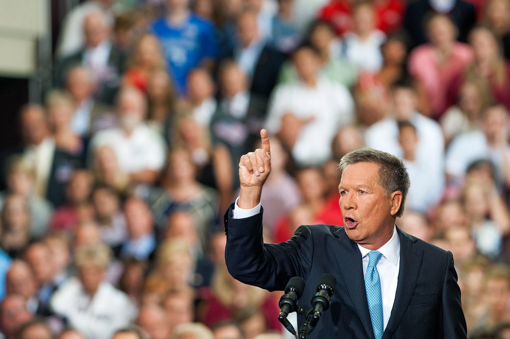 Ohio Governor John Kasich gives his speech announcing his 2016 Presidential candidacy at The Ohio State University on July 21, 2015 in Columbus, Ohio. (Photo by Ty Wright/Getty)