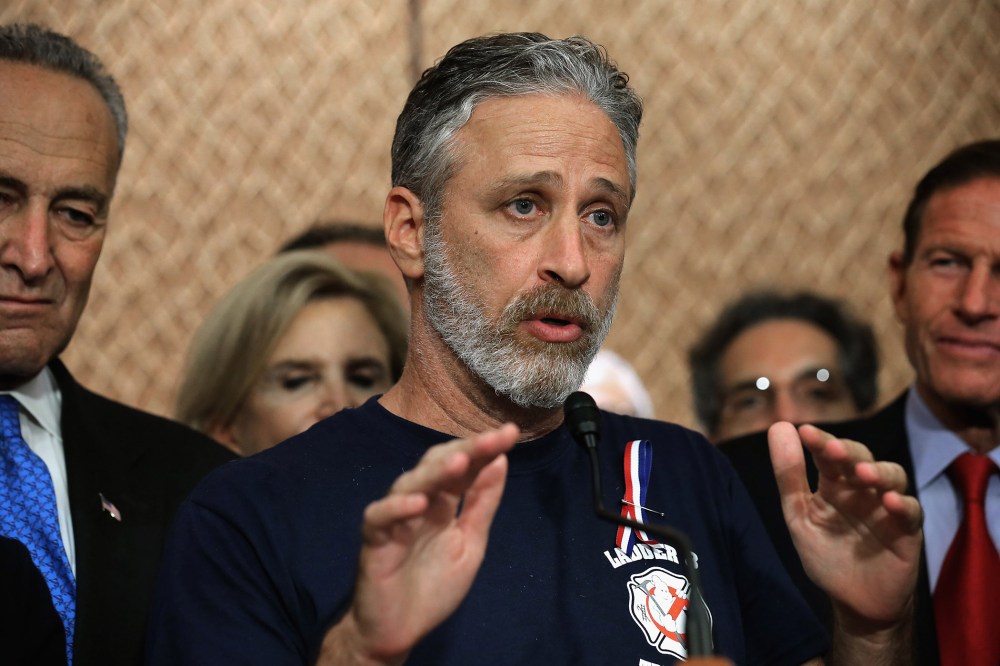 Comedian Jon Stewart speaks during a news conference to demand an extension of the Zadroga 9/11 health bill at the U.S. Capitol on Sept. 16, 2015. (Photo by Chip Somodevilla/Getty)