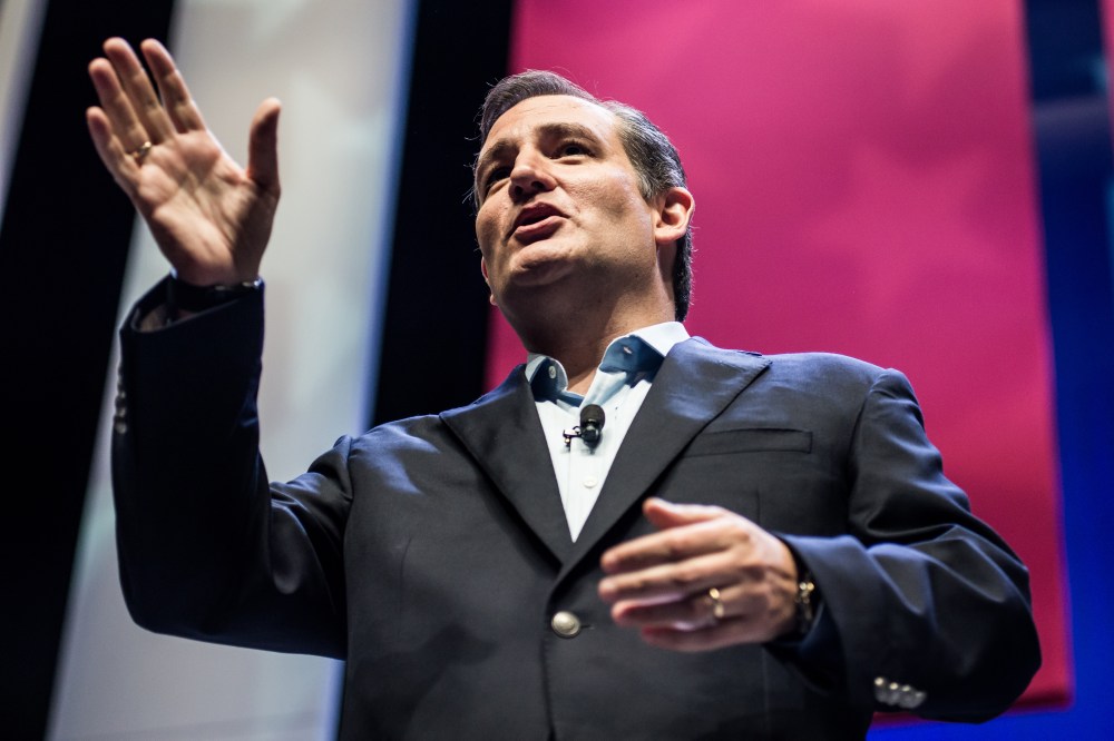 Republican presidential hopeful Sen. Ted Cruz speaks to the crowd at the Heritage Action Presidential Candidate Forum on Sept. 18, 2015 in Greenville, S.C. (Photo by Sean Rayford/Getty)