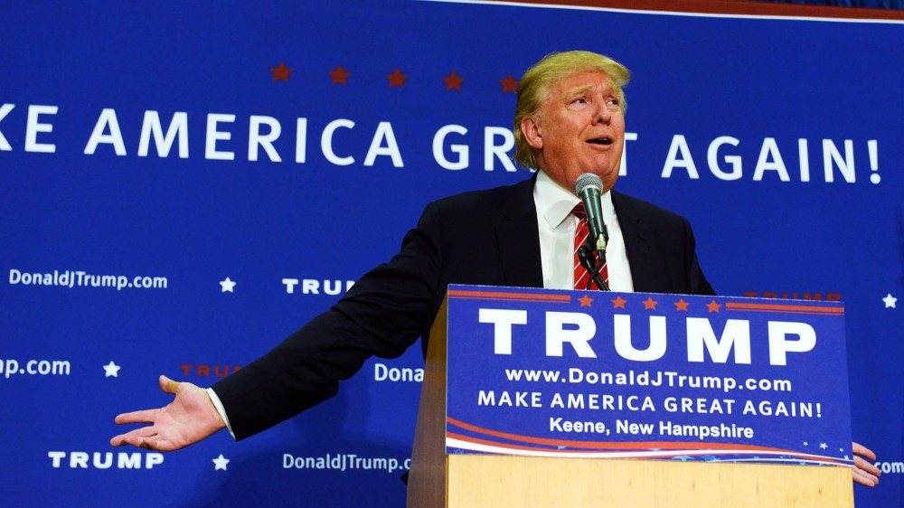 Republican Presidential candidate Donald Trump speaks during a town hall event at Keene High School Sept. 30, 2015 in Keene, NH. (Photo by Darren McCollester/Getty)
