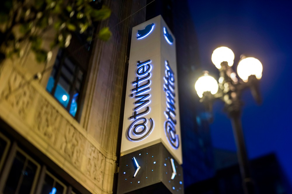 Twitter Inc. sign is displayed outside of the company's headquarters in San Francisco, Calif. (Photo by Paul Morris/Bloomberg/Getty)