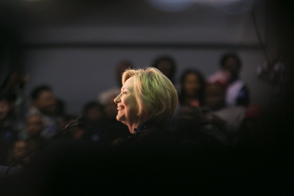 Democratic presidential candidate Hillary Clinton speaks during an "African Americans For Hillary" rally at Clark Atlanta University on Oct. 30, 2015 in Atlanta, Ga. (Photo by Jessica McGowan/Getty)