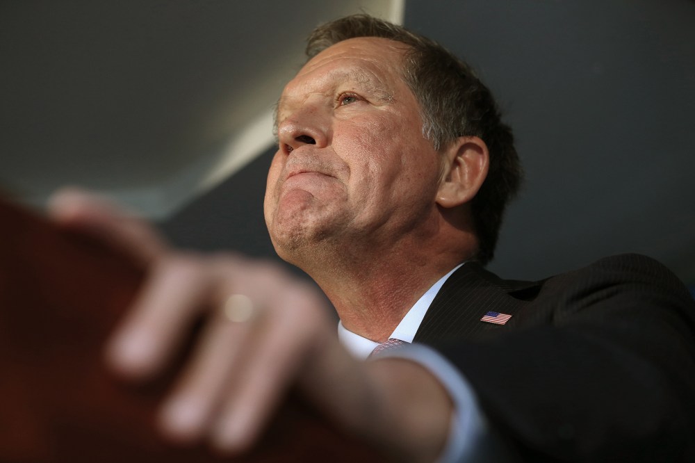 Republican presidential candidate Gov. John Kasich (R-OH), answers questions after delivering remarks at the National Press Club, Nov. 17, 2015 in Washington, DC. (Photo by Win McNamee/Getty)
