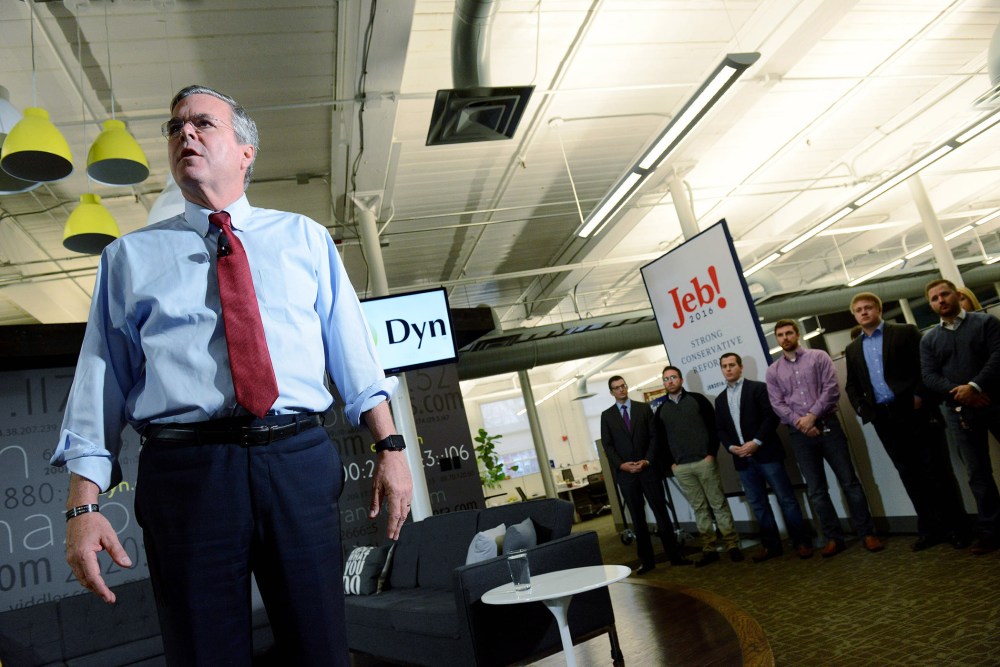 Republican Presidential candidate Jeb Bush speaks at Dynamic Network Services Incorporated, Nov. 19, 2015 in Manchester, N.H. (Photo by Darren McCollester/Getty)