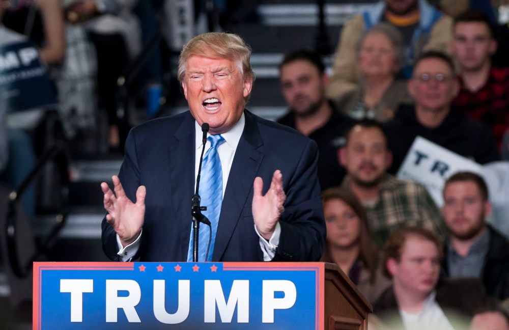 Republican presidential candidate Donald Trump addresses supporters during a campaign rally at the Greater Columbus Convention Center on Nov. 23, 2015 in Columbus, Ohio. (Photo by Ty Wright/Getty)