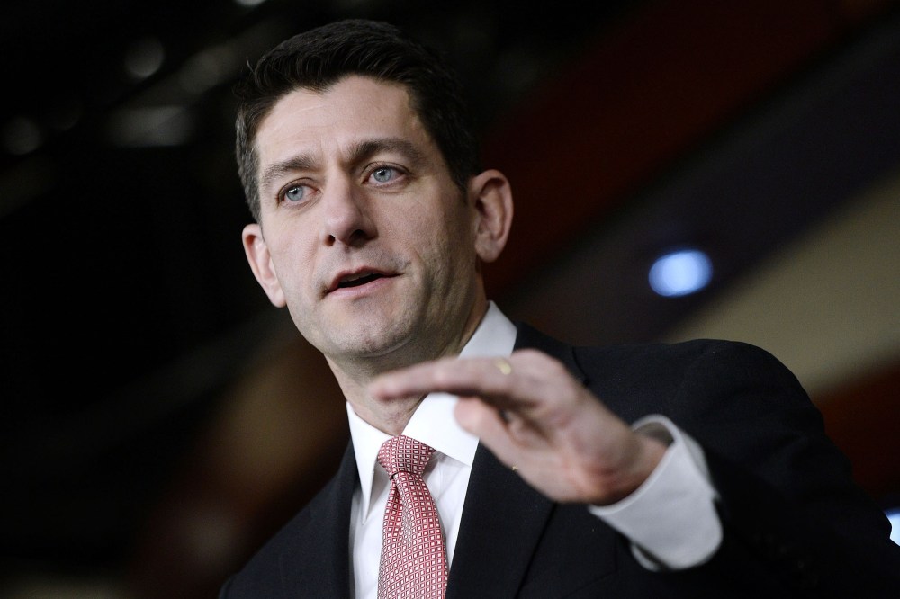 House Speaker Paul Ryan speaks during his weekly briefing at the U.S Capitol on Feb. 11, 2016 in Washington, D.C. (Photo by Olivier Douliery/Getty)
