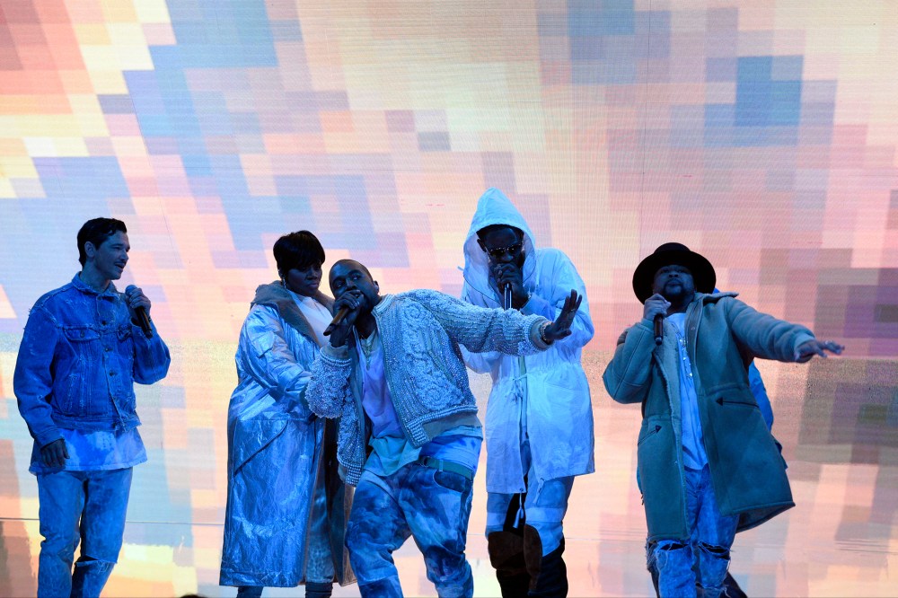 Kanye West performs on Saturday Night Live, Feb. 13, 2016. (Photo by Dana Edelson/NBC/NBCU Photo Bank/Getty)