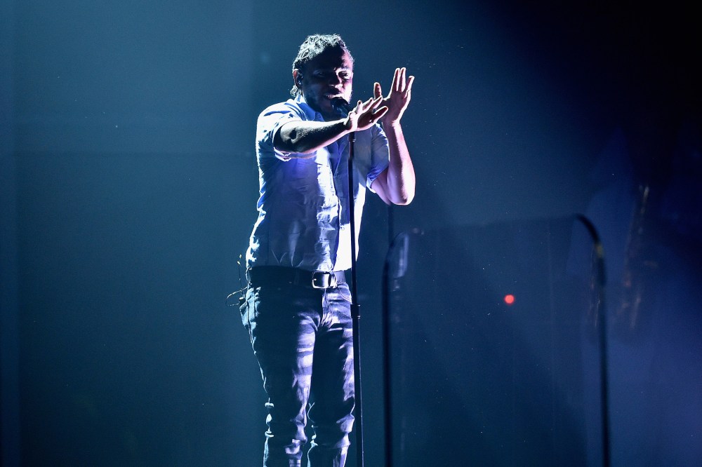 Rapper Kendrick Lamar performs onstage during The 58th GRAMMY Awards at Staples Center on Feb. 15, 2016 in Los Angeles, Calif. (Photo by Kevork Djansezian/Getty for NARAS)