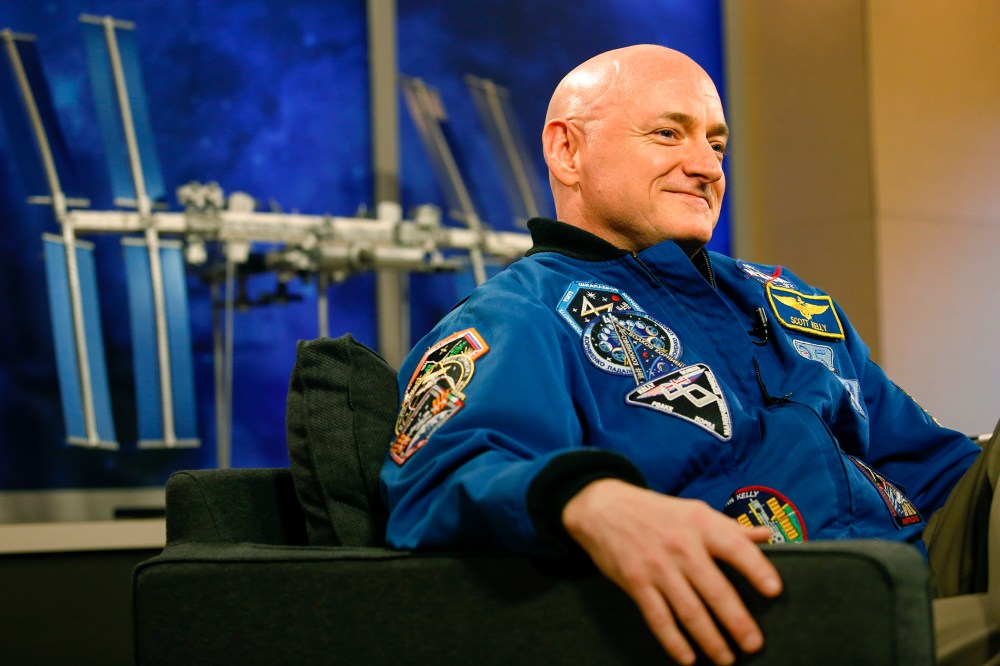 NASA Astronaut Scott Kelly speaks to the media after returning from space, at the Johnson Space Center March 4, 2016 in Houston, Texas. (Photo by Eric Kayne/Getty)