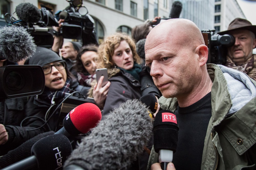 Sven Mary, Belgian lawyer of Paris attacks suspect Salah Abdeslam, talks to the media outside the building of the Federal Police in Brussels, on March 19, 2016. (Photo by Aurore Belot/AFP/Getty)