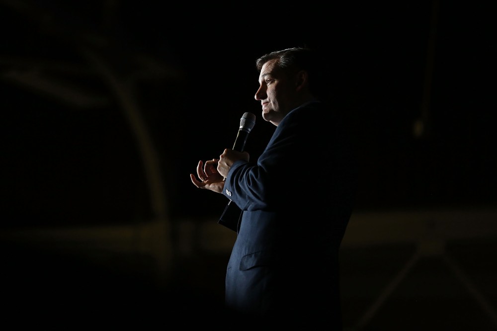 Then, republican presidential candidate Sen. Ted Cruz (R-TX) speaks during a campaign rally at the Indiana State Fairgrounds on May 2, 2016 in Indianapolis, Ind. (Photo by Joe Raedle/Getty)