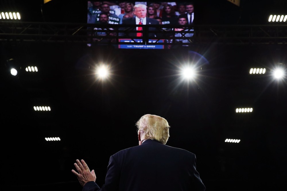 Presumptive Republican presidential candidate Donald Trump speaks at a rally in Fresno on May 27, 2016 in Fresno, Calif. (Photo by Spencer Platt/Getty)