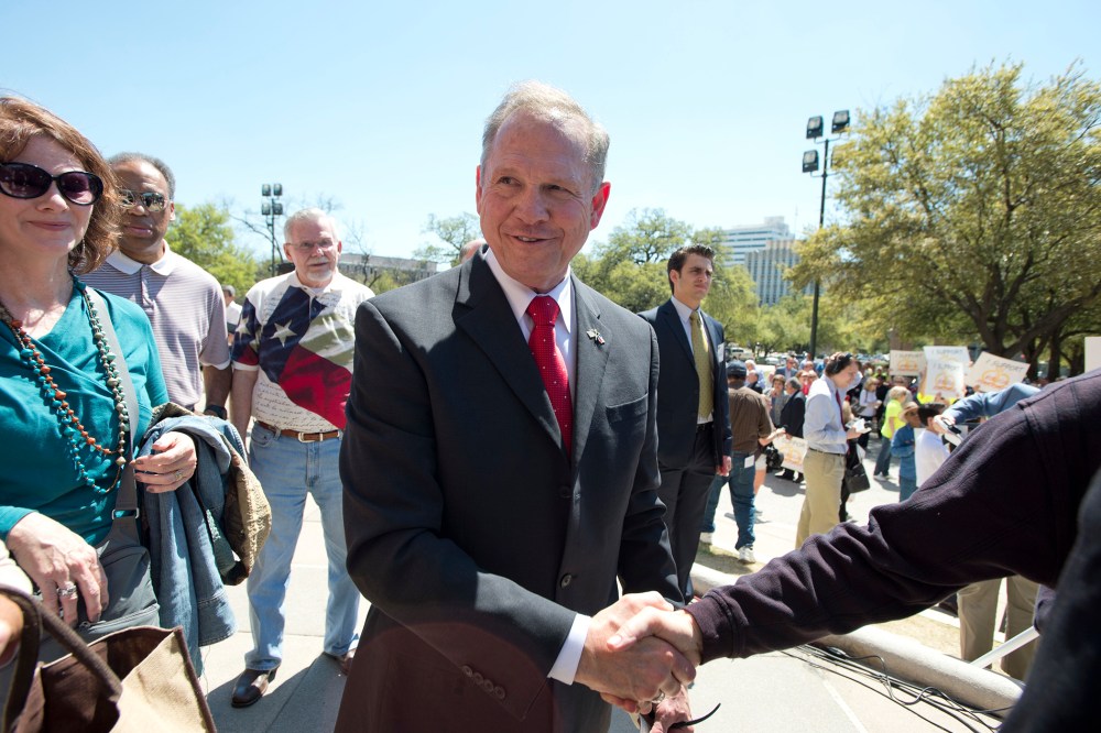 Controversial Alabama Supreme Court Chief Justice Roy Moore at a Texas Capitol rally on March 24, 2015. (Photo by Robert Daemmrich Photography Inc/Corbis/Getty)