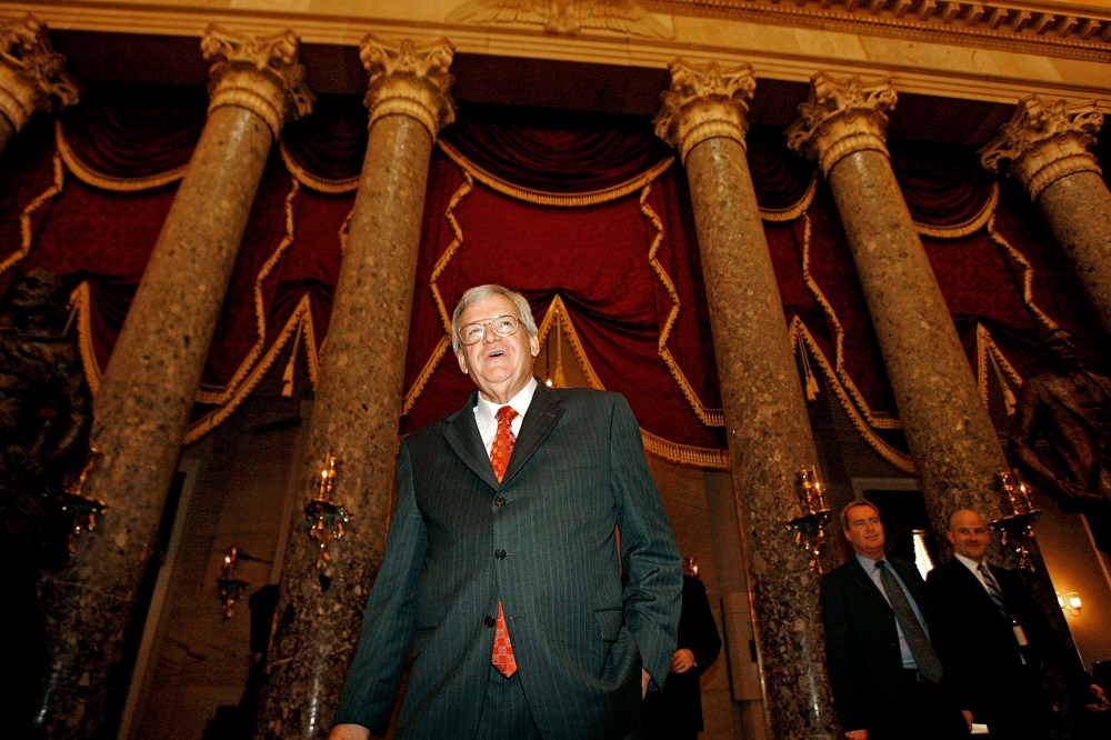Former Speaker of the House Dennis Hastert (R-IL) walks through Statuary Hall after delivering his farewell address to Congress Nov. 15, 2007 in Washington, DC. (Photo by Chip Somodevilla/Getty)