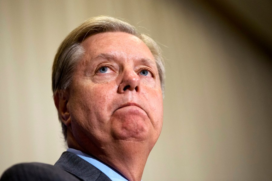 Republican presidential candidate Sen. Lindsey Graham, R-S.C., pauses as he speaks about the Iran nuclear agreement at a National Press Club luncheon in Washington, D.C. Sept. 8, 2015. (Photo by Jacquelyn Martin/AP)