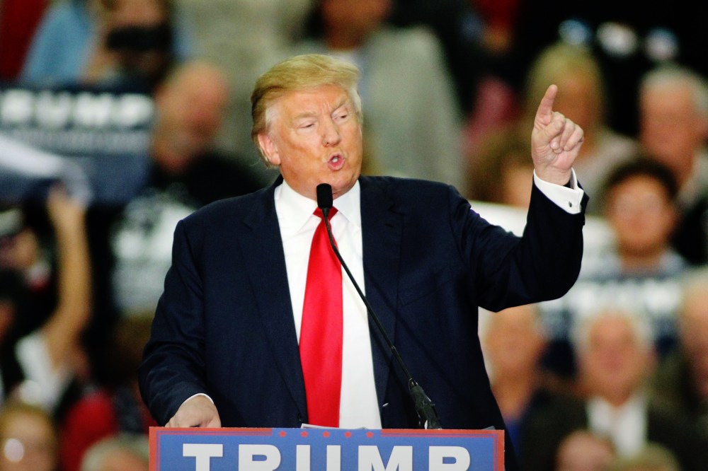 Republican presidential candidate Donald Trump speaks during a campaign event at the Myrtle Beach Convention Center on Nov. 24, 2015, in Myrtle Beach, S.C. (Photo by Willis Glassgow/AP)