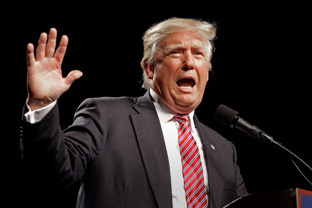 Republican presidential candidate Donald Trump speaks during a campaign rally at the Greensboro Coliseum in Greensboro, N.C., June 14, 2016. (Photo by Chuck Burton/AP)