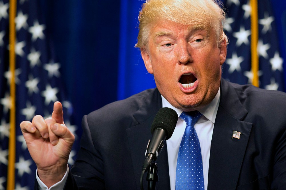 Republican presidential candidate Donald Trump speaks at Saint Anselm College, June 13, 2016, in Manchester, N.H. (Photo by Jim Cole/AP)