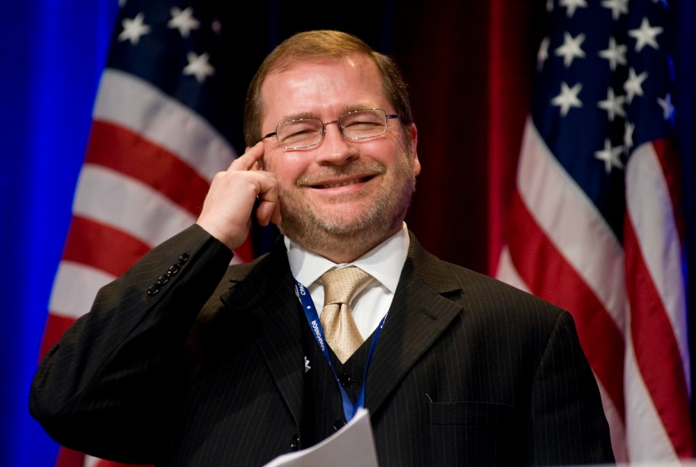 In this Feb. 19, 2010 file photo, Americans for Tax Reform President Grover Norquist jokes around as he is introduced prior to addressing the Conservative Political Action Conference (CPAC) in Washington. For two decades, Norquist has been the driving...