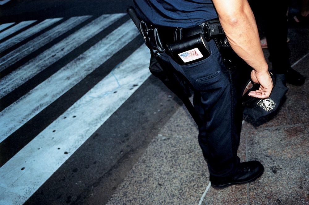 A police officer on a street.