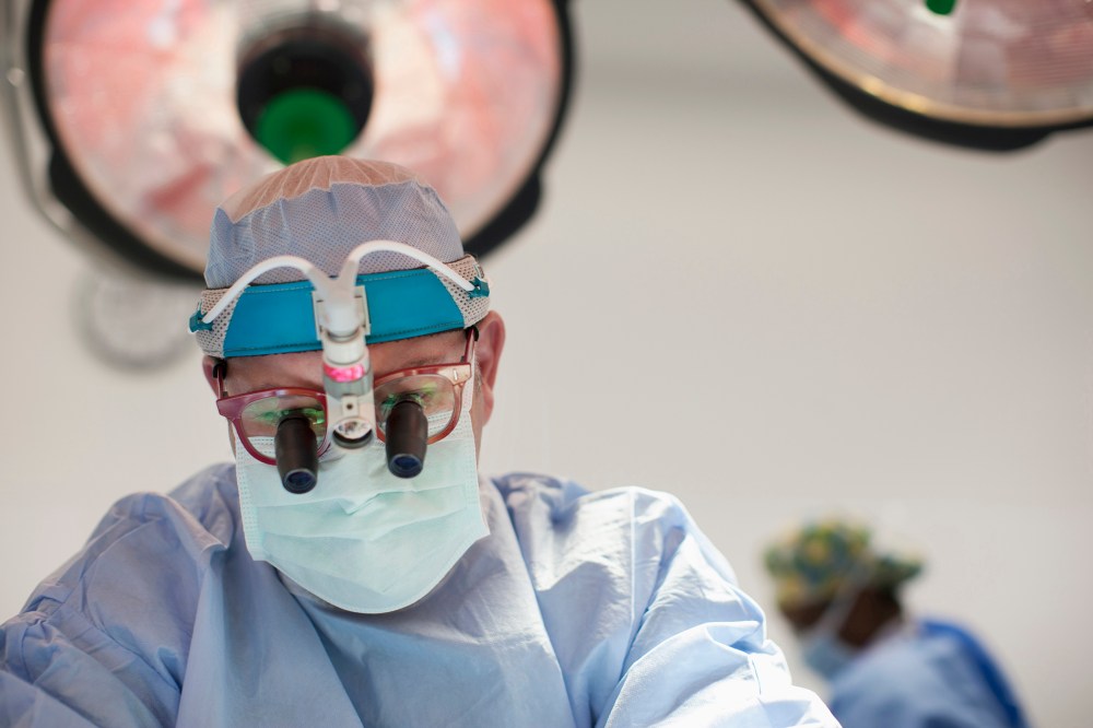 A surgeon in the operating room.