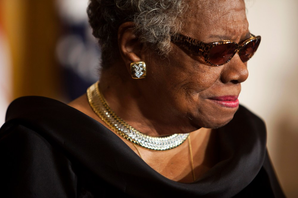 US poet Dr. Maya Angelou sits in the East Room of the White House during a ceremony honoring her and 14 other Medal of Freedom recipients in Washington DC, USA, 15 February, 2011.